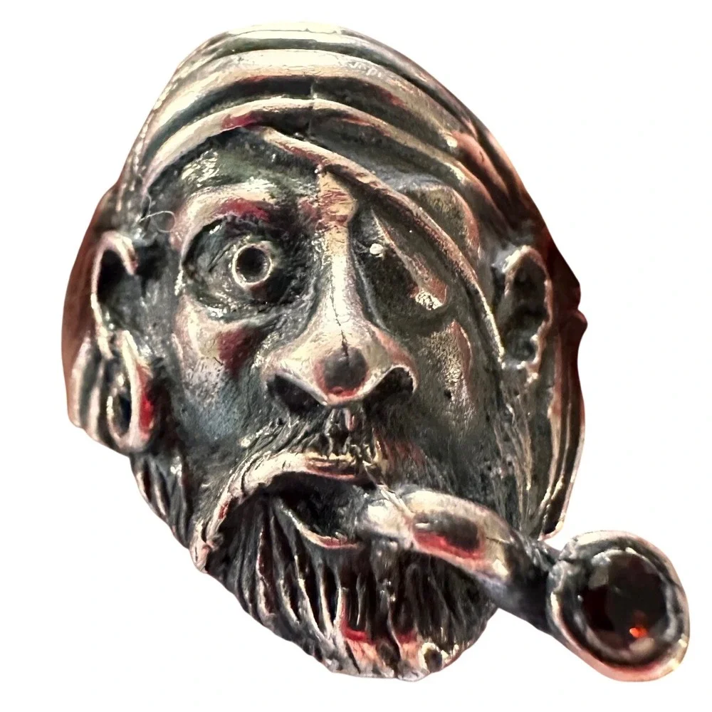 VTG 90s Mexican Sterling Silver Pirate Biker Ring 925 Heavy 14g Size 6.5 MARS